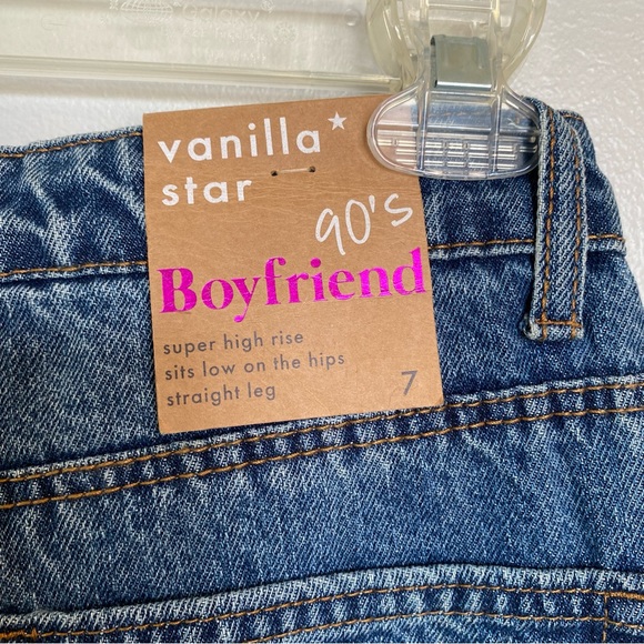 Vanilla Star Jeans Junior Size 7 90s Boyfriend Super High Rise Distressed NWT - Picture 5 of 10